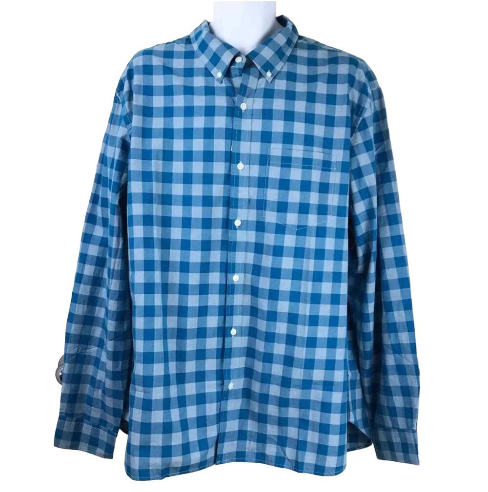 Old Navy Classic Shirt Regular Fit XXL Blue White Check NWT